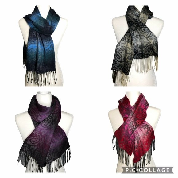 COPY - Steve Madden Paisley Scarf Made in Italy 4  Ombre Colors to Choose! - Picture 1 of 11